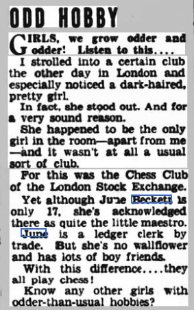Press cutting from The People, 7 April 1957