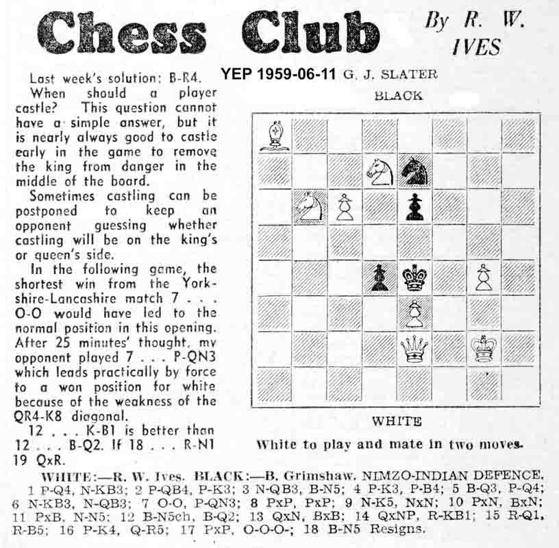 4 June 1959, Yorkshire Evening Post, chess column