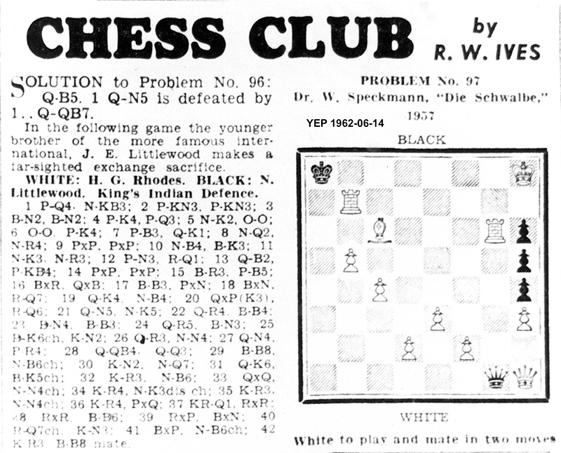 31 May 1962, Yorkshire Evening Post, chess column